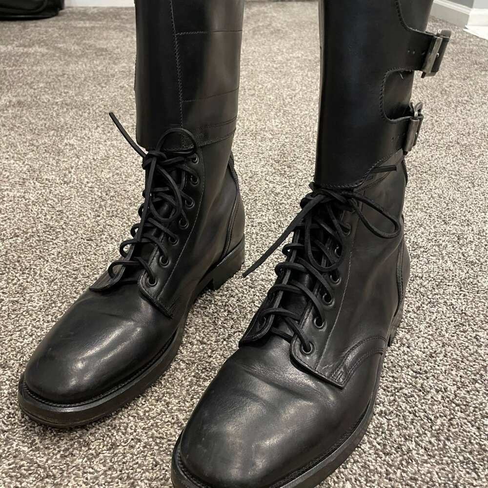Ralph Lauren MYALL Leather Motorcycle Boot ITALY 11.5 11 Purple Black Label - Picture 3 of 11